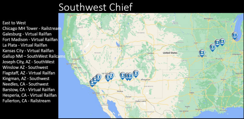 Southwest Chief Railcam Map
